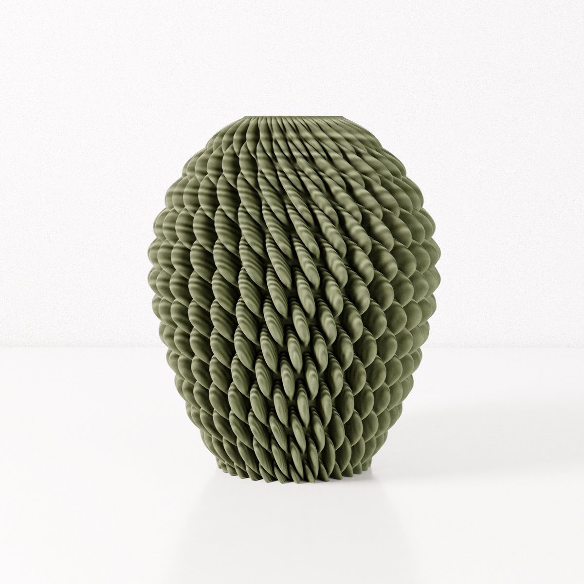Fleuriek vaas CHLOE - Groen H44 cm- Ronde designvaas met bijzonder reliëf - Unieke vaas voor een modern interieur - Bolvaas voor tafel of dressoir