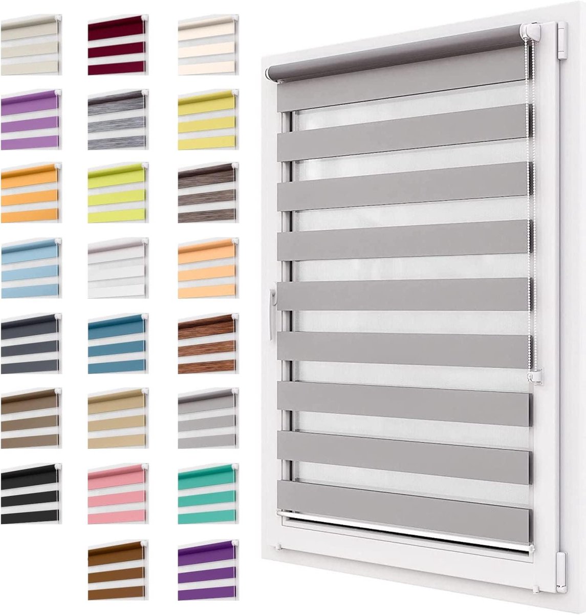 Dubbel Rolgordijn Zonder Boren, 53x220 cm Stofgrootte, Duo Rollo Klemmfix, Easyfix, Lichtd