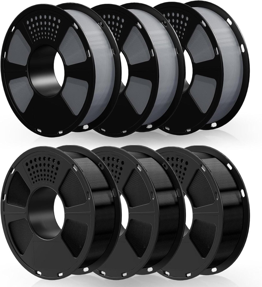 GEEETECH PETG filament, zwart, 3 x 1 kg + grijs 3 x 1 kg voor 3D-printer