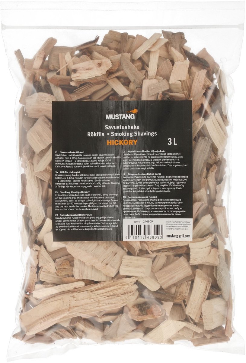 Mustang Hickory Smoker Chips – 100% Natuurlijk Rookhout voor BBQ en Smoker