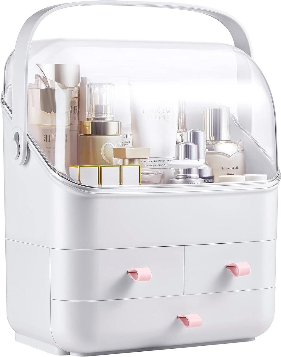 Make-up Organizer - Cosmetica Opbergdoos - Make-up Snel Vinden - Stofvrije Cover - Extra Groot - Wit