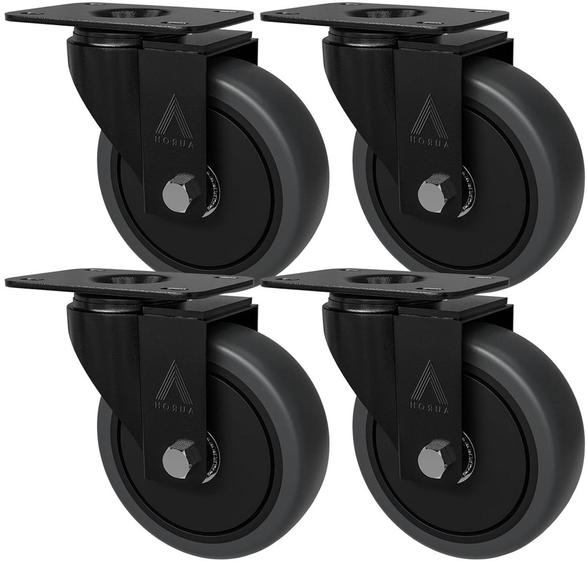 Zwenkwielen Rubber - Meubelwielen Zonder Rem - Meubels Verplaatsen - Geluidsarm en Vriendelijk - 100 mm - Grijs