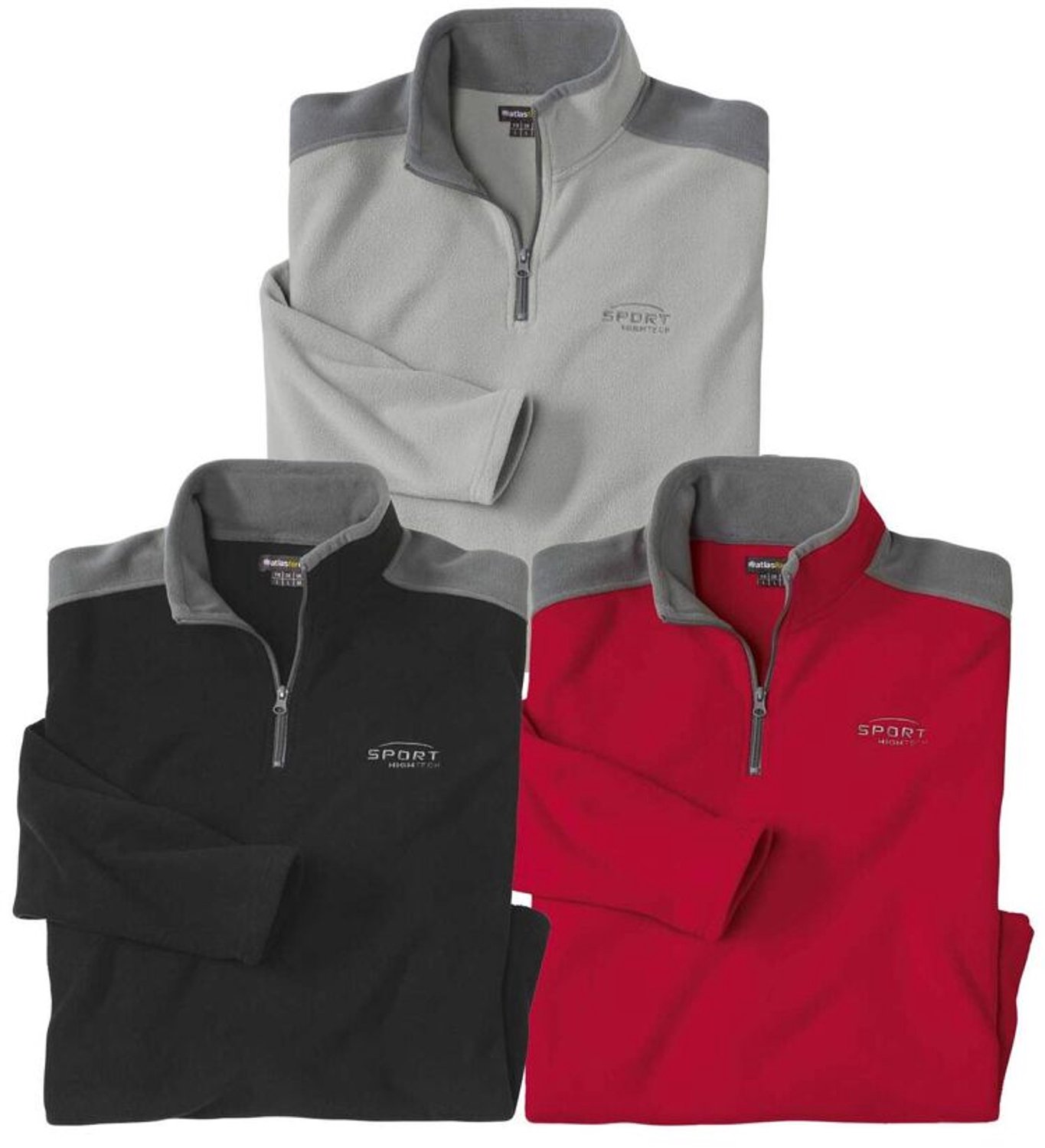 ATLAS FOR MEN - Set van 3 sportieve microfleece sweaters - Heren - Verkrijgbaar in grote maten - 5XL