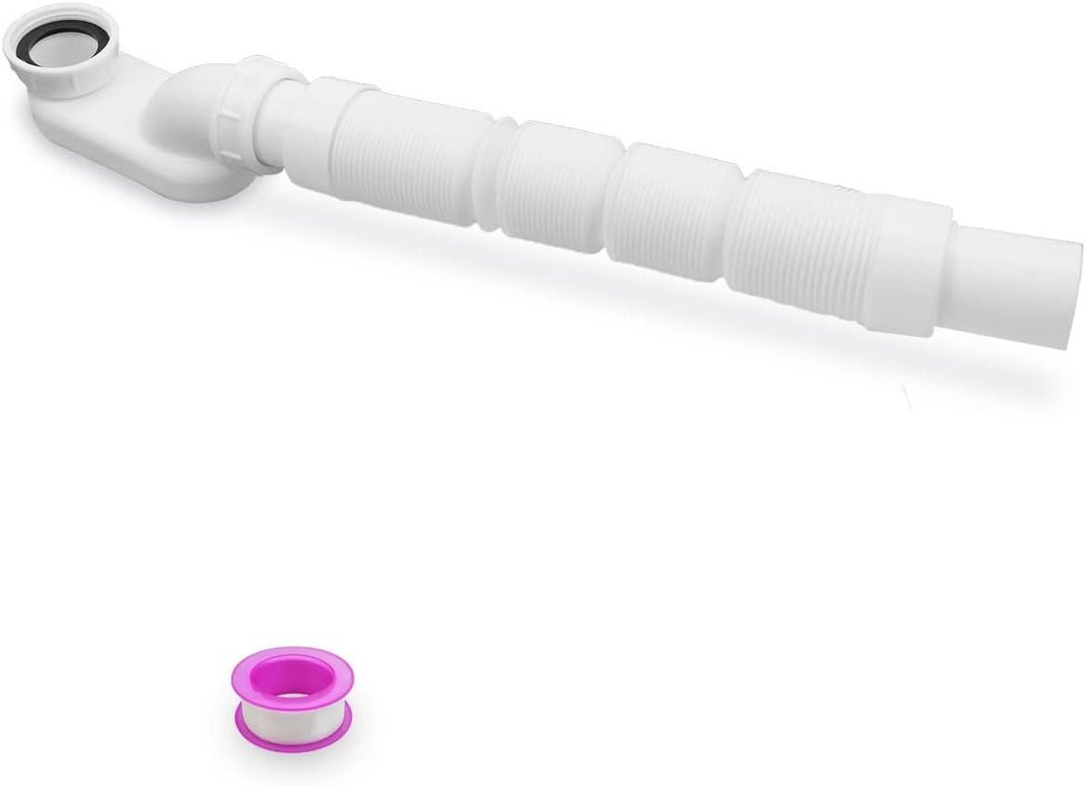 Badkuip Douche Afvoer - Tub Afvoer P Trap - Ruimte Besparen - Flexibel Intrekbaar - 12.6-38.5 Inch - Wit