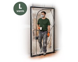 STACK® Stofdeur met Gestikte Rits | L-Vorm - 120x220cm - Afdekzeil - Afdekfolie Transparant - Herbruikbare Bouwfolie voor Stof vrije Verbouwingen & Schilderen - Afdekplastic Deur - Afdek Folie