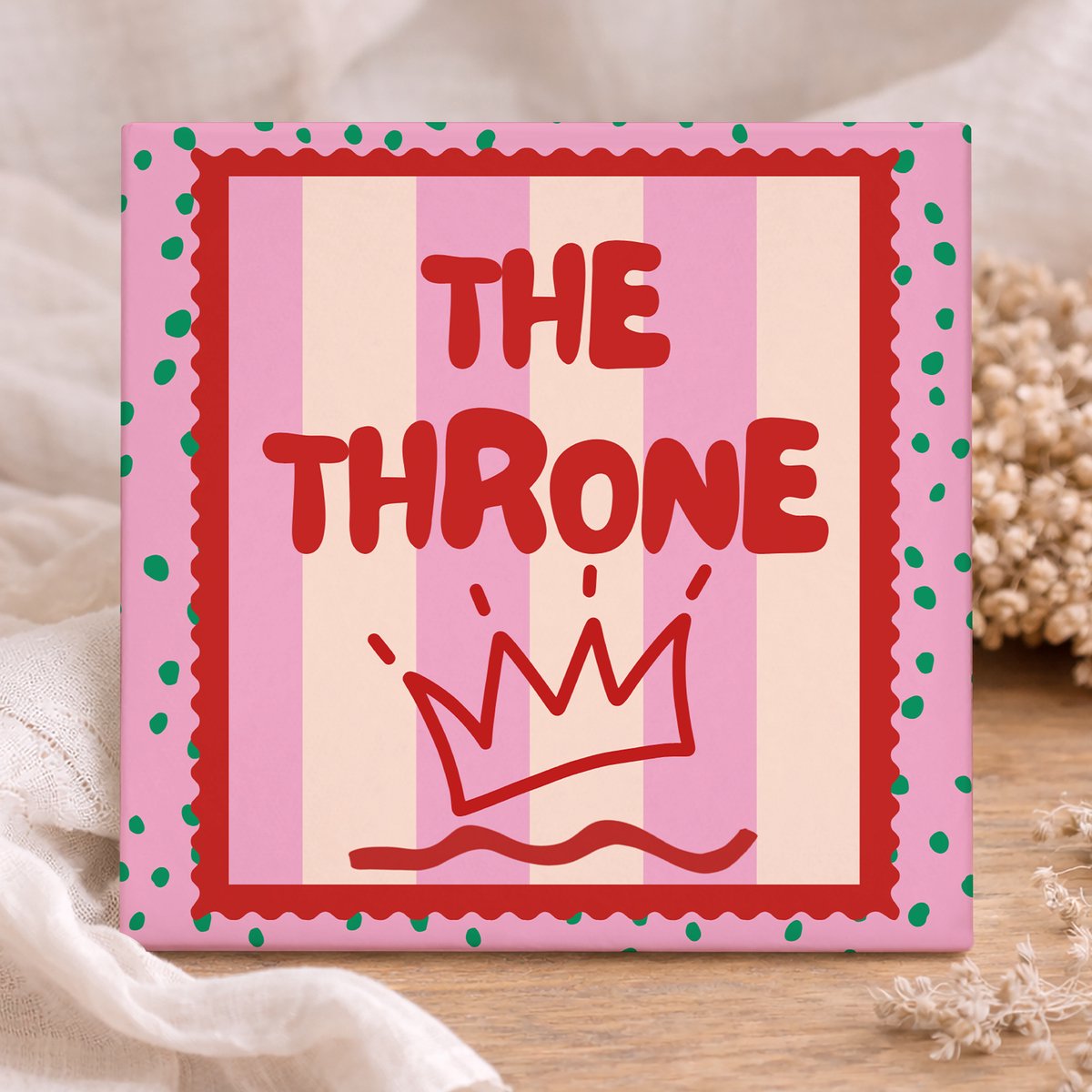 Printazzy - Tegeltjes met Tekst - The Throne - Badkamer - Toilet Design - Humoristisch Cadeau - Muurdecoratie - Spreukentegeltjes - Wc - Lol