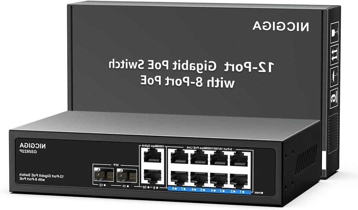 PoE Switch - Netwerk Switch - Netwerk Uitbreiden - 12 Poorts Gigabit - 120W Totaal Vermogen - Zwart