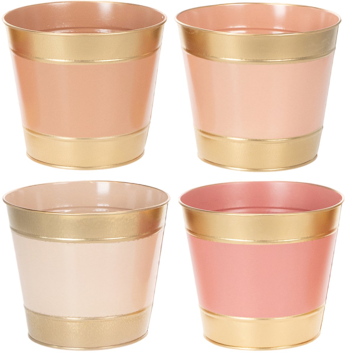 Metalen plantenpot/bloempot, Ø17cm H14,5cm, 4 stuks, 4 Stück
