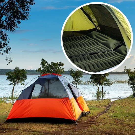 Camping Matras met Kussen - Opvouwbaar Matras - Vouwmatras - Camping Matje - Slaapmat - Logeer Matras - Luchtmatras - Kampeer Matras - Camping Bedje - TPU - Tot 200 kg - 6 cm - Legergroen - van Imperatoris van Camping — afbeelding 2