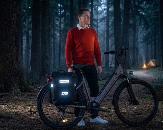 Dubbele Fietstas 56 Liter Zwart Met Reflectoren 100% Waterdicht E-bike Elektrische Fietsen van Merkloos — afbeelding 4