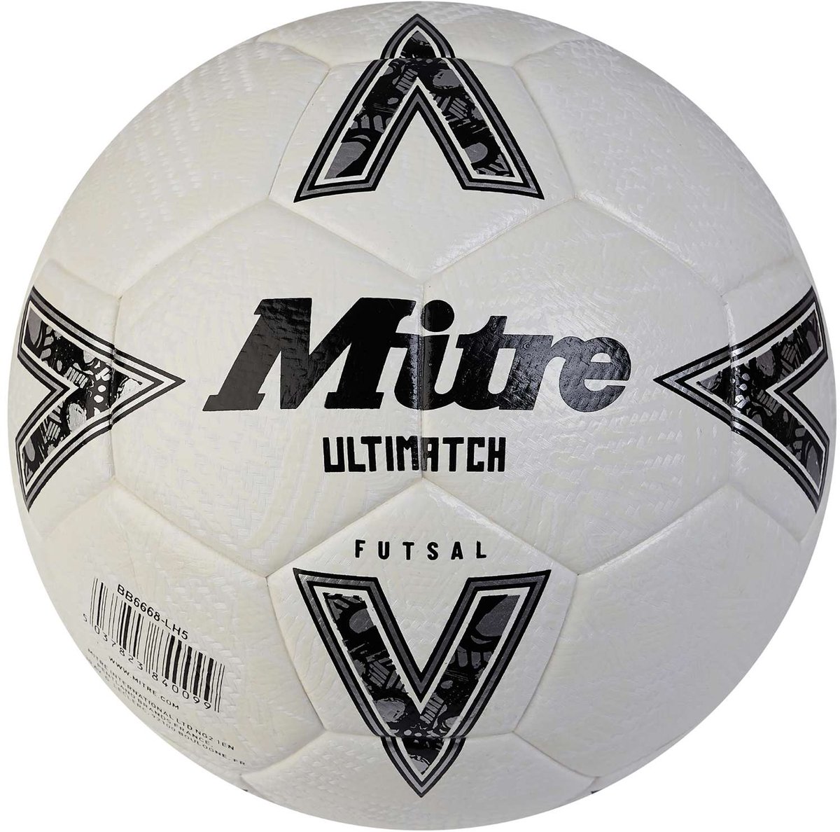 Mitre Futsal voetbal Ultimatch wit zwart zilver maat 4 indoor.