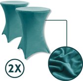 Covers by Ralfos® Statafelrok - Velvet Teal - Tafelhoes Stretch - Statafelhoes - Champagne - Ø80-85cm - 110cm
