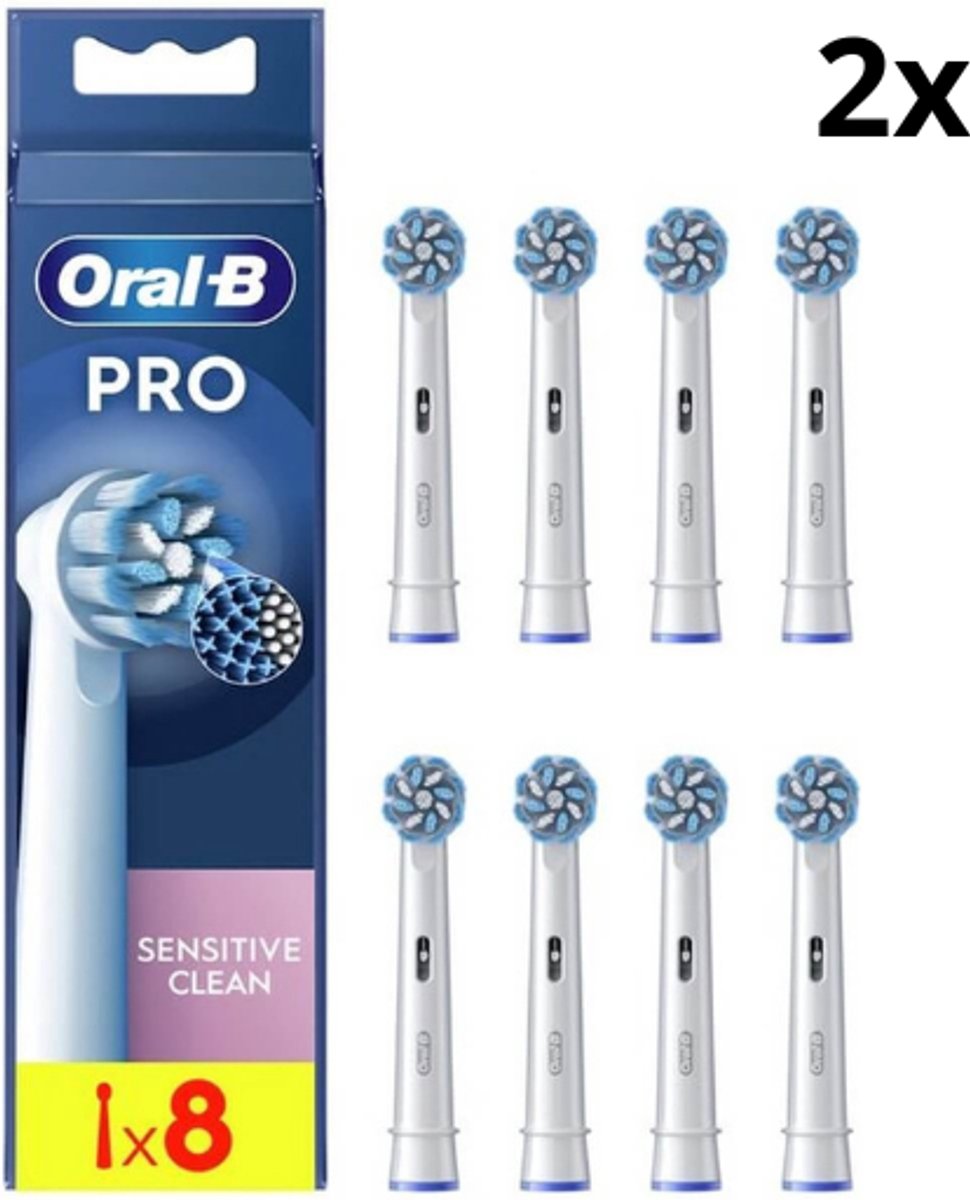 Oral B PRO Sensitive Clean Opzetborstels Wit - 2 x 8 stuks