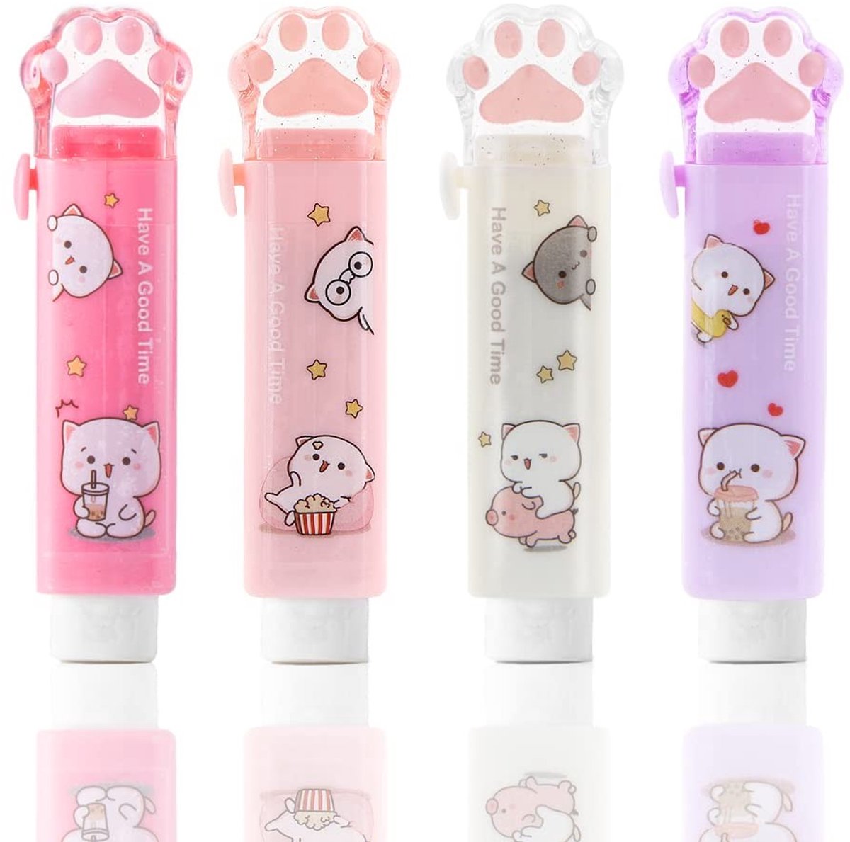 Cosensi - Cat Paw Eraser - Schattige Gummetjes - 4 Stuks - Ideaal voor Kinderen - Perfect voor School - Multifunctioneel