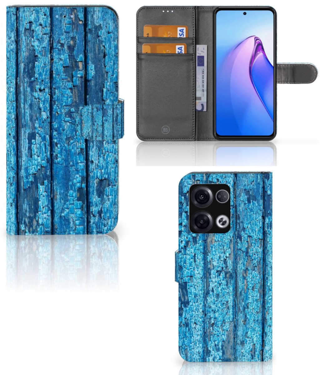 OPPO Reno8 Pro Book Style Case Wood Blue