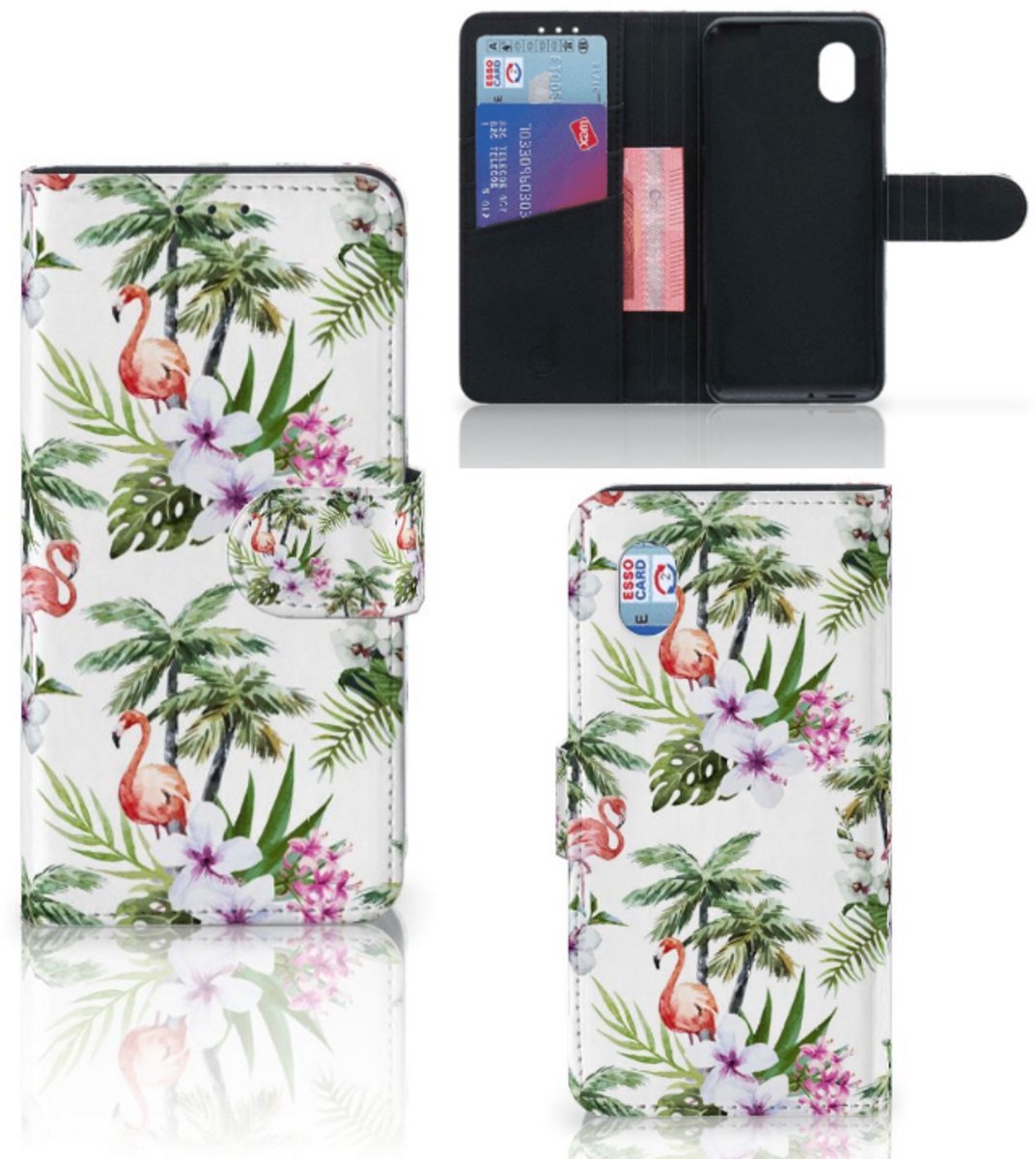 Alcatel 1B (2020) Telefoonhoesje met Pasjes Flamingo Palms