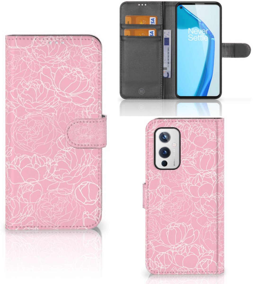 OnePlus 9 Hoesje White Flowers