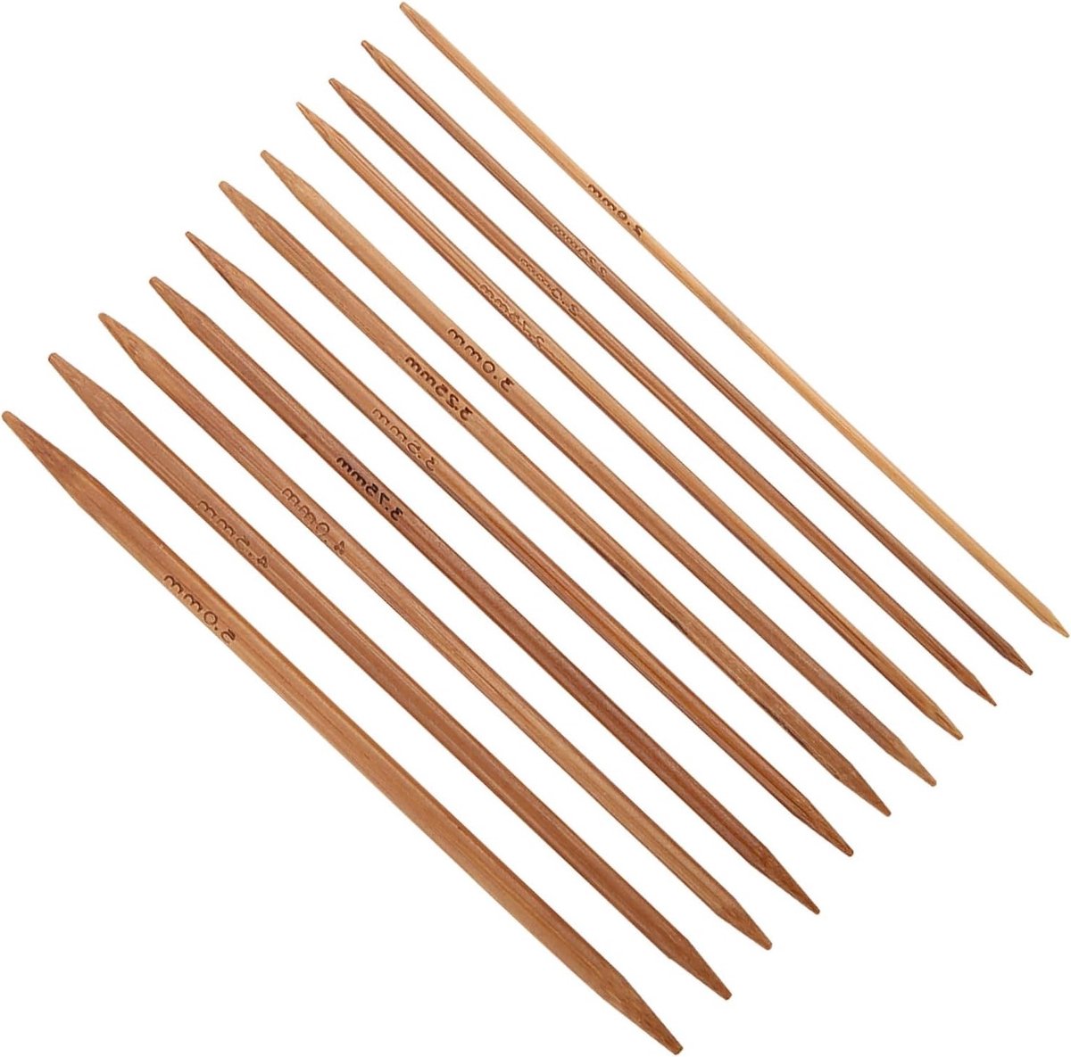 Set van 55 Bamboe Breinaalden van 2mm tot 5mm, Ideaal voor Sokken, Handschoenen en Sjaals, 11 Maten van 13cm