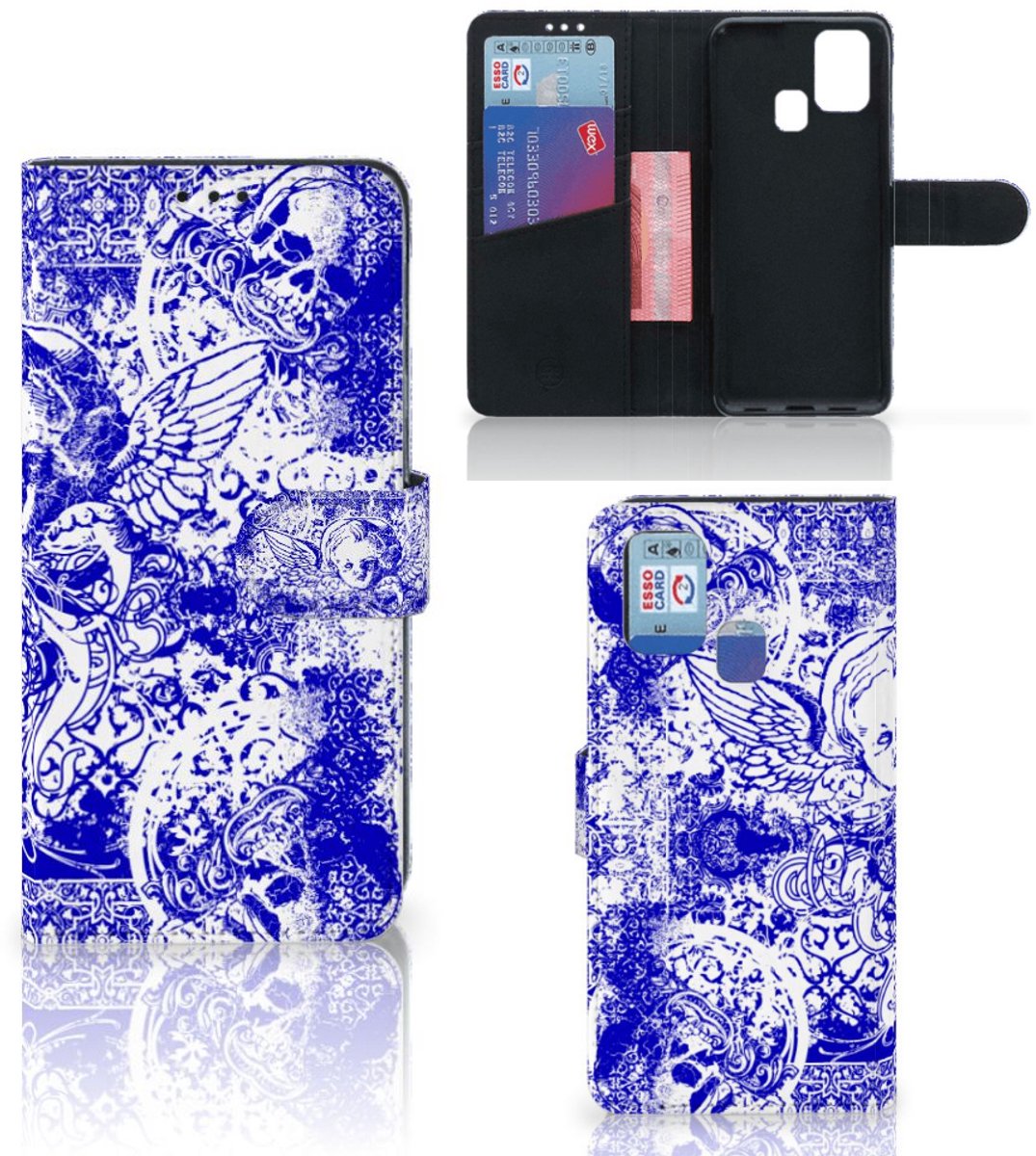 Telefoonhoesje met Naam Samsung Galaxy M31 Angel Skull Blauw