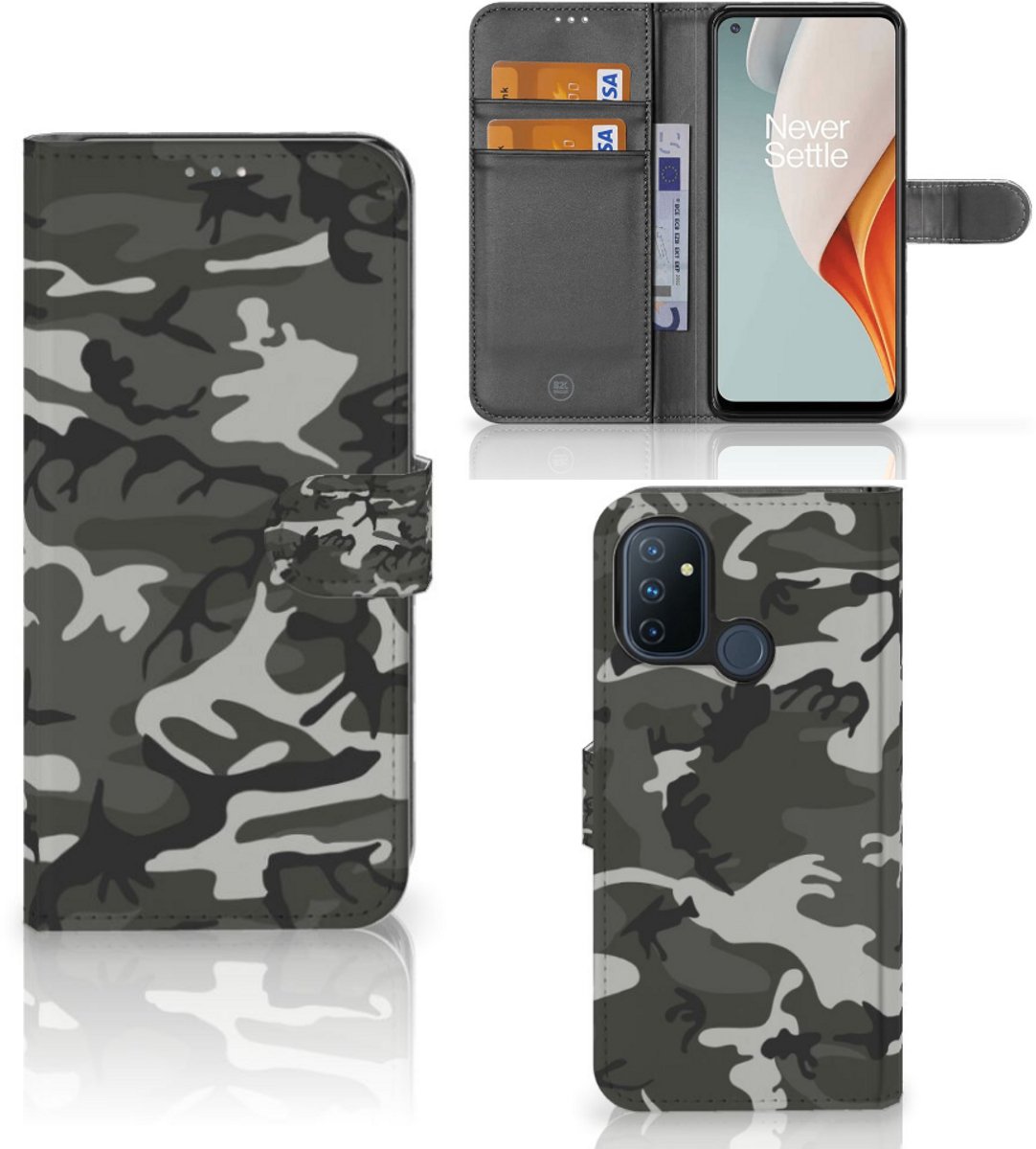 Boekhoesje voor OnePlus Nord N100 Telefoon Hoesje Army Light