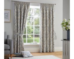 Dreams & Drapes Design - Averie - Paar potloodvouwgordijnen met strikruggen - 66" breedte x 72" druppel (168 x 183cm) in blauw