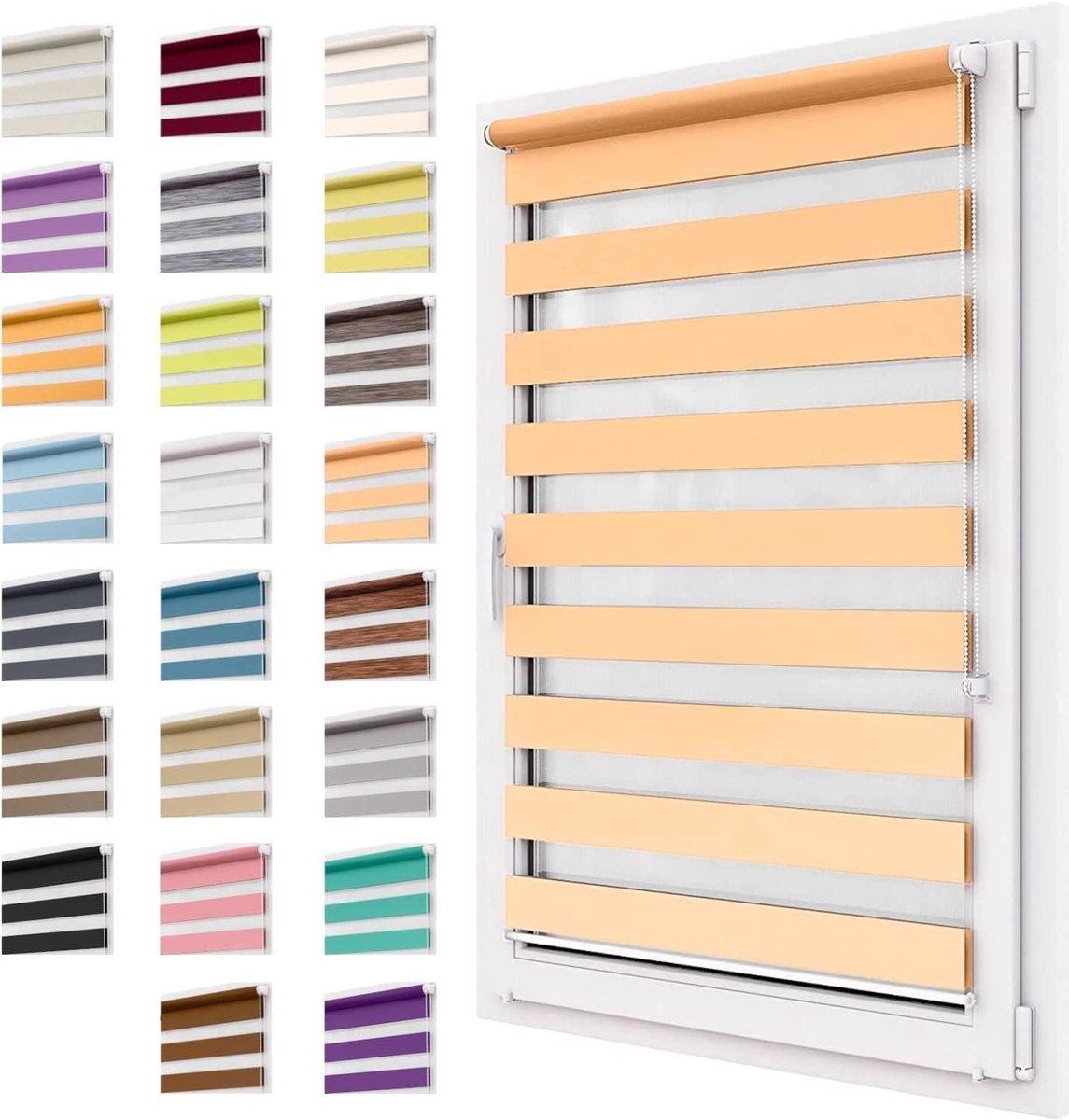 Dubbel Rolgordijn Zonder Boren, 46x250 Stofgrootte, Easyfix, Lichtdoorlatend En Verduister