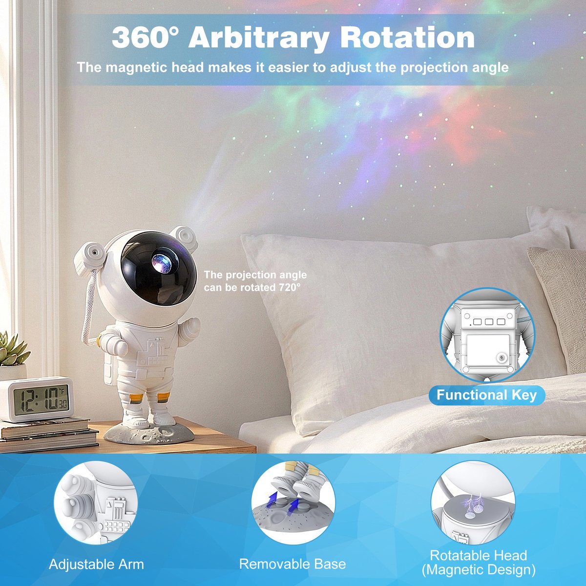 YONO Sterren Projector Astronaut - Sterrenhemel Projector - Galaxy - Heelal Nacht Lamp met Afstandsbediening – foto 4