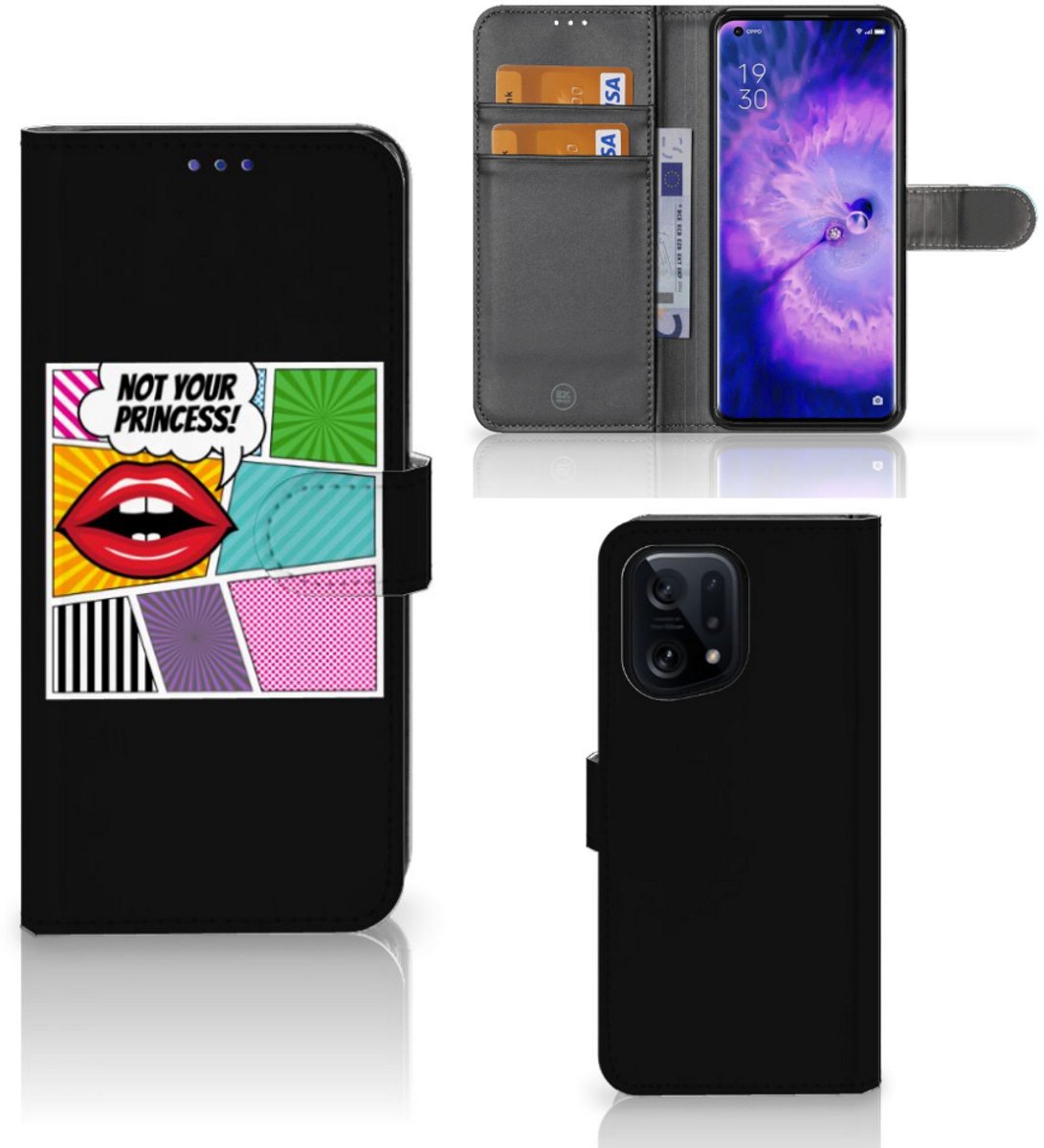 OPPO Find X5 Wallet Case met Pasjes Popart Princess