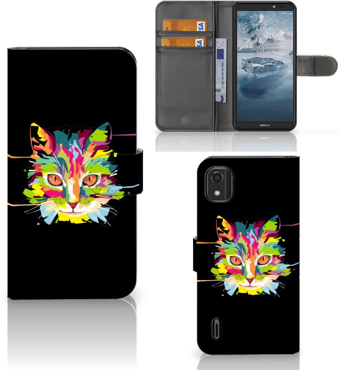 Nokia C2 2nd Edition Leuk Hoesje Cat Color