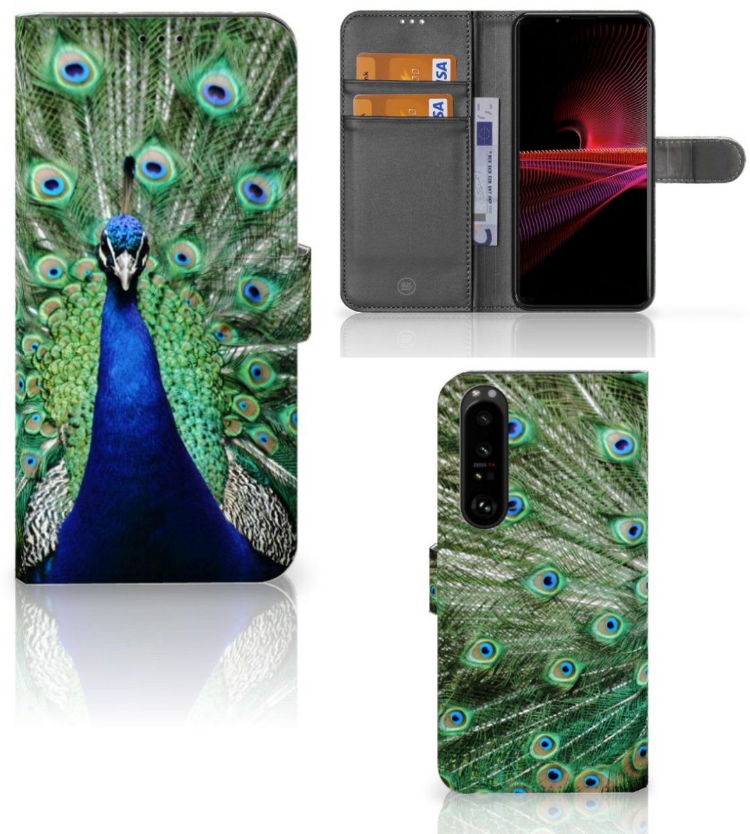 Sony Xperia 1 III Telefoonhoesje met Pasjes Pauw