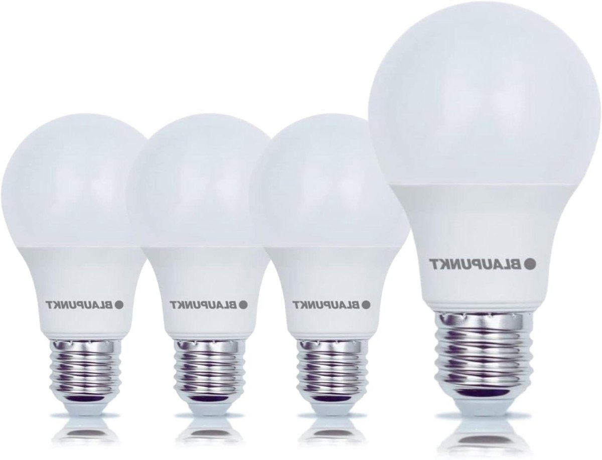 BLAUPUNKT LED Bulb E27 - Classic A60 - Room Lighting - 6W - vervanging van 48W - mat - warm wit 2700K - 570 lumen - Energy and Cost Saving Light - Klasse A+ - Pack van 4