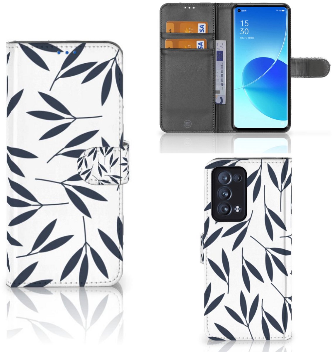 OPPO Reno 6 Pro Plus 5G Hoesje Leaves Blue