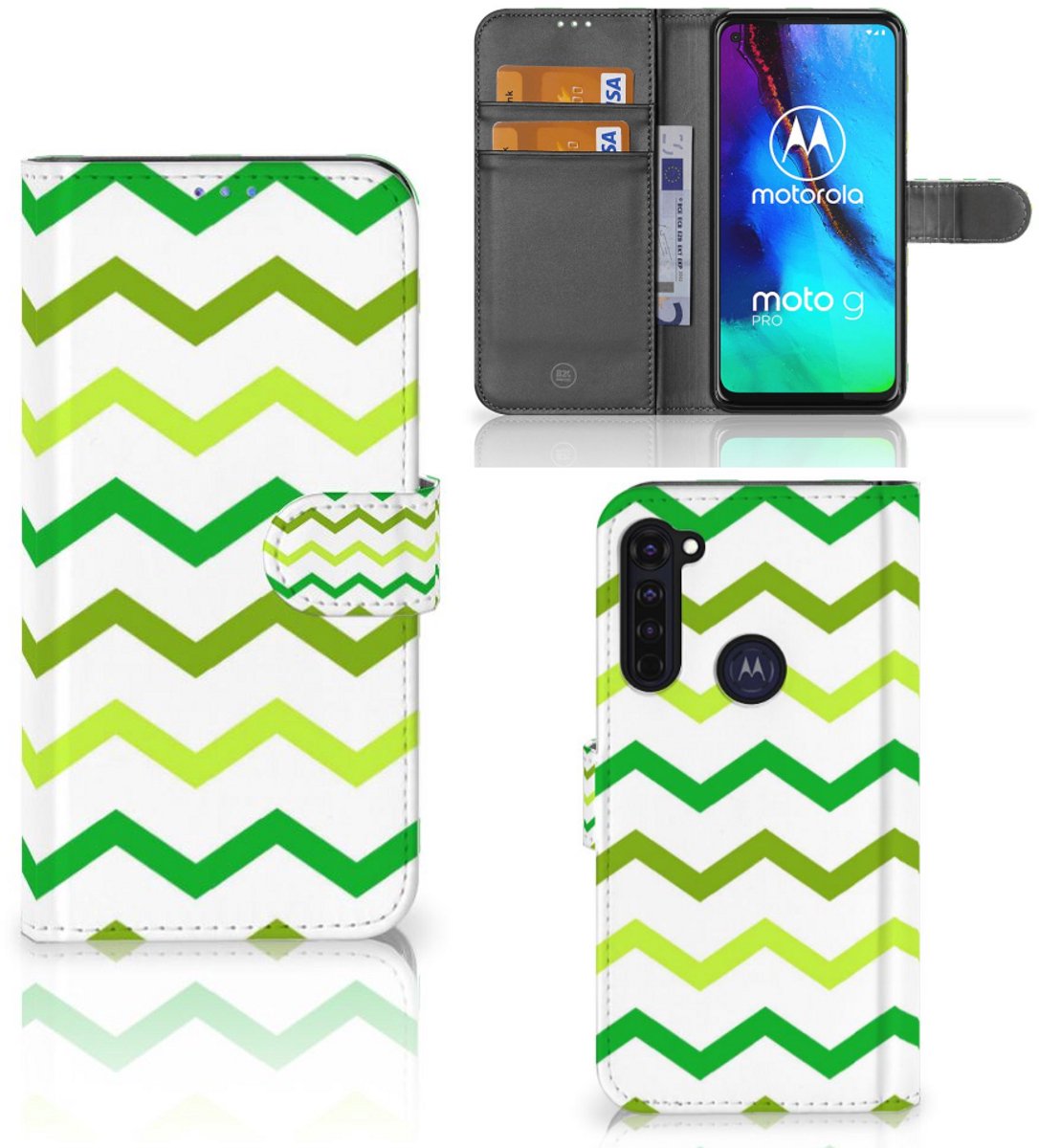 Motorola Moto G Pro Telefoon Hoesje Zigzag Groen