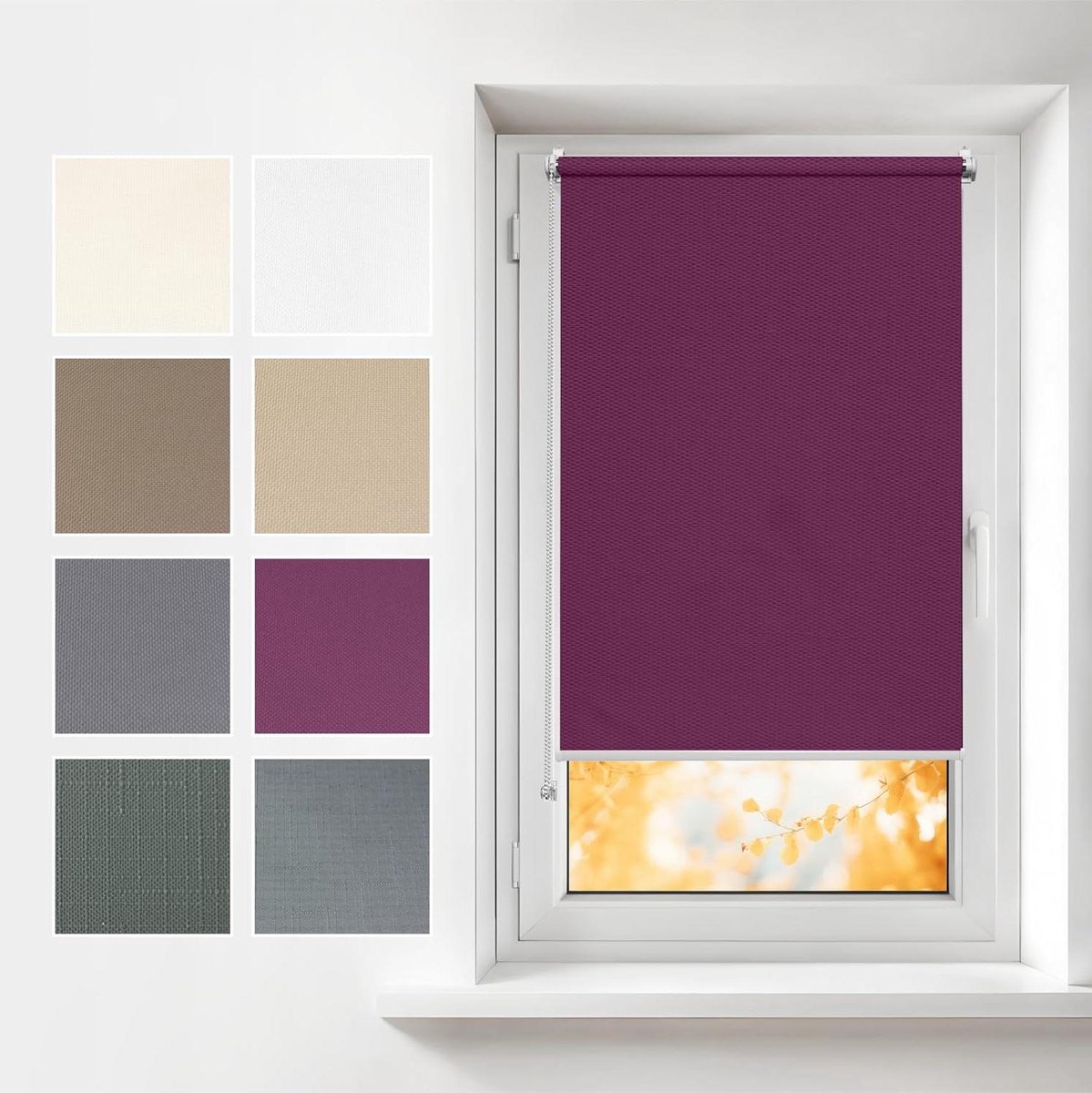 Estika Rolgordijn Klemmfix zonder boren - 90 x 220 cm - Kleur: Violet - Rolgordijnen voor