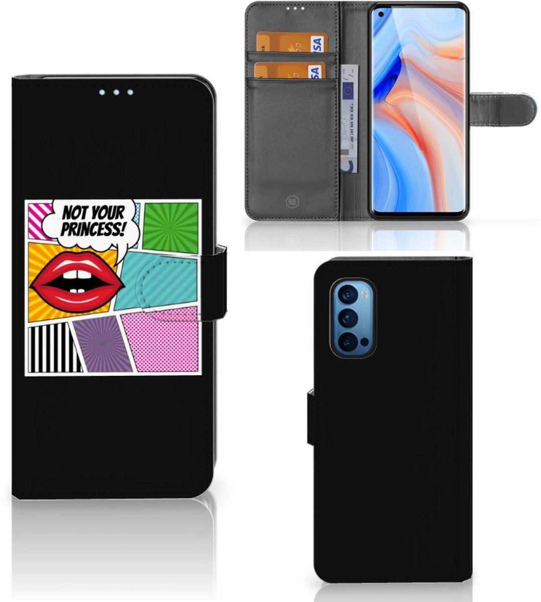 OPPO Reno 4 Pro 5G Wallet Case met Pasjes Popart Princess