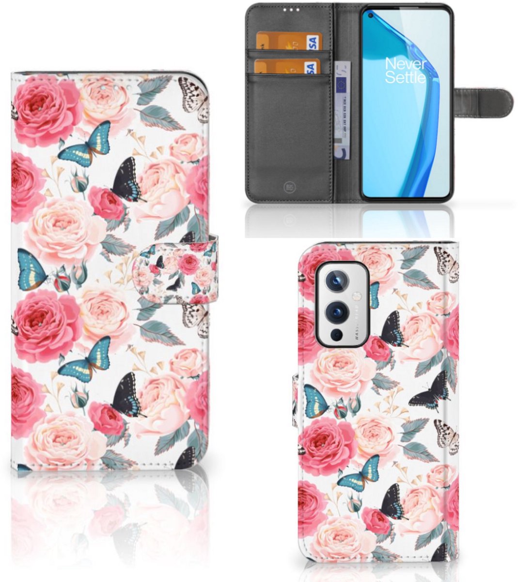 OnePlus 9 Hoesje Butterfly Roses