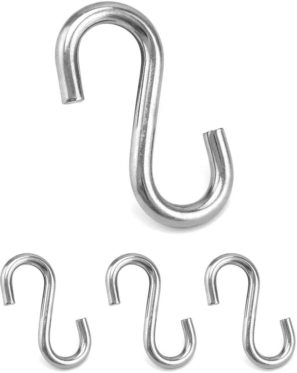 Cosensi - Heavy Duty S Haak - Zeer sterk en duurzaam - 82mm formaat - Geschikt voor buitengebruik - Tot 100 kg - 4 stuks