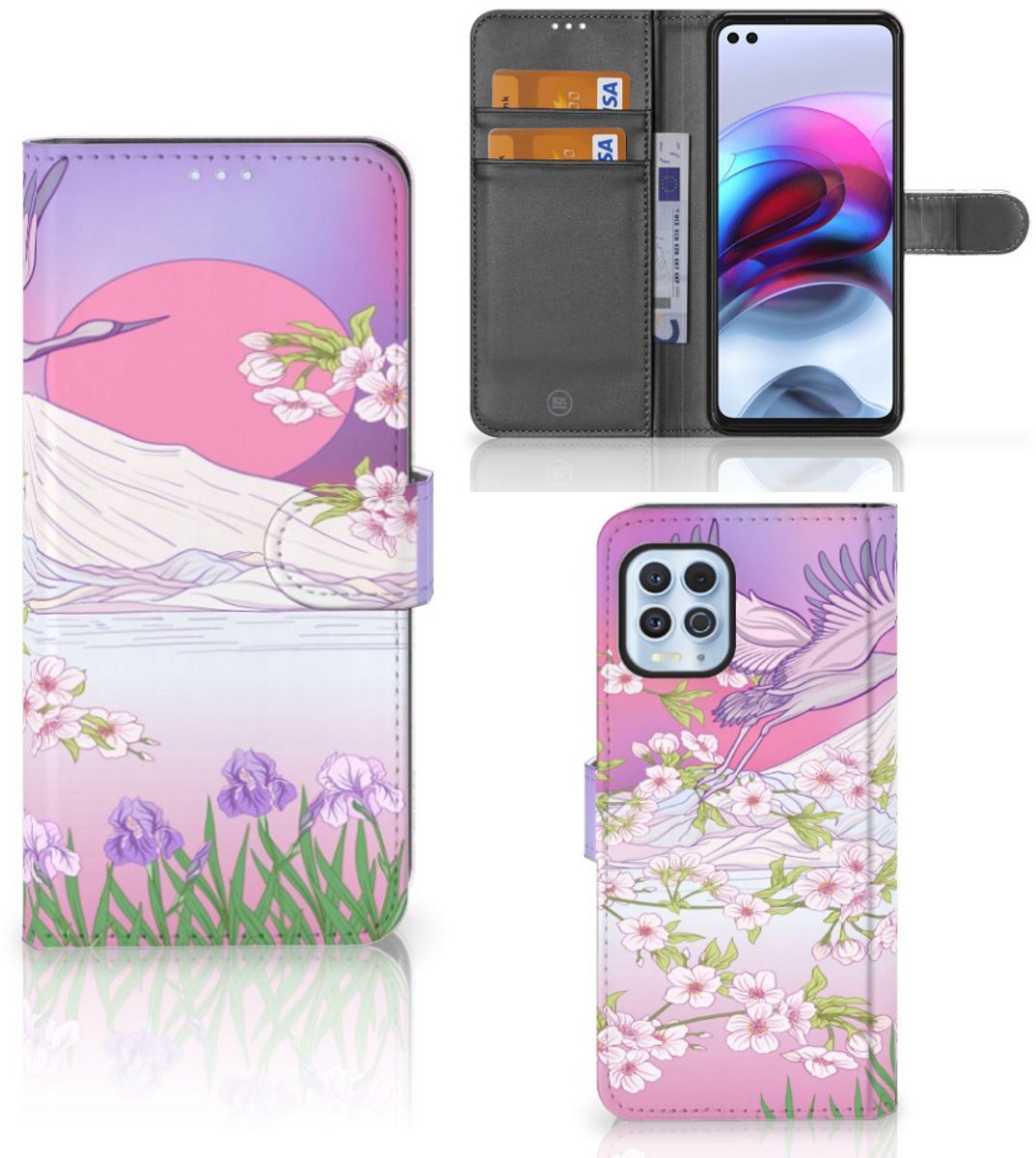 Book Case voor Motorola Moto G100 Telefoonhoesje met Pasjes Bird Flying