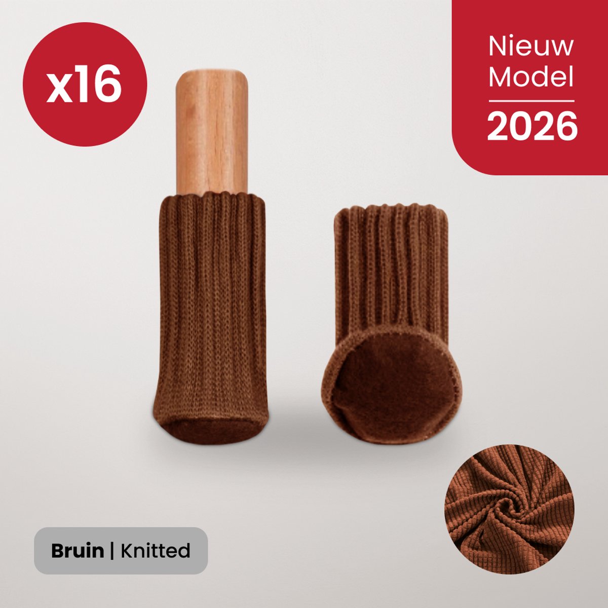 BankhoesDiscounter Stoelpoot Beschermers – Vloerbeschermers - Stoel Sokken – Stoelpoot Doppen – Vloerbeschermer - 20-60mm – Bruin – 16 Stuks