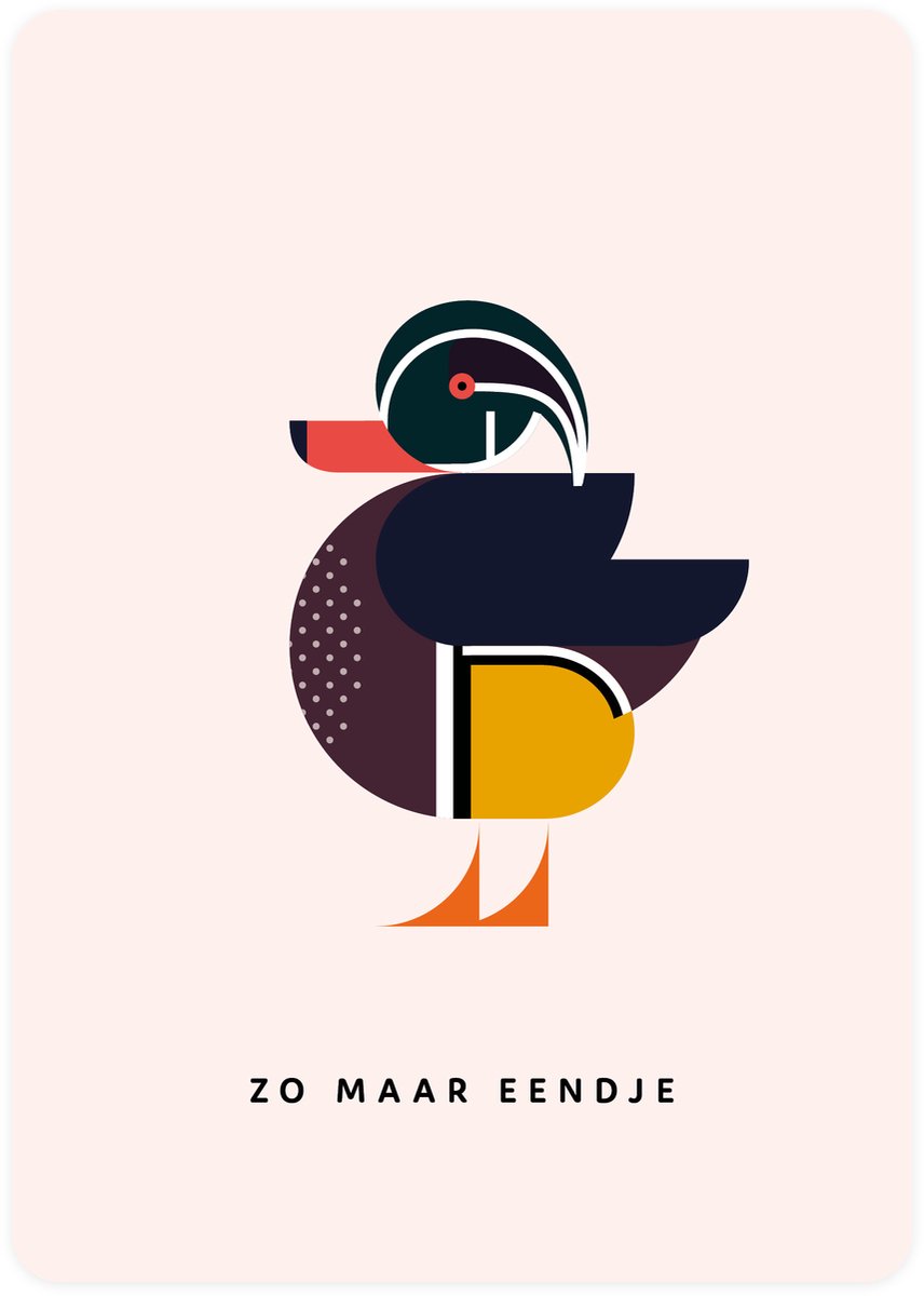 Zomaar eendje - 4x leuke verjaardagskaarten om te versturen - kaartenset - kaart met Carolina-eend - vier kaarten met vogels