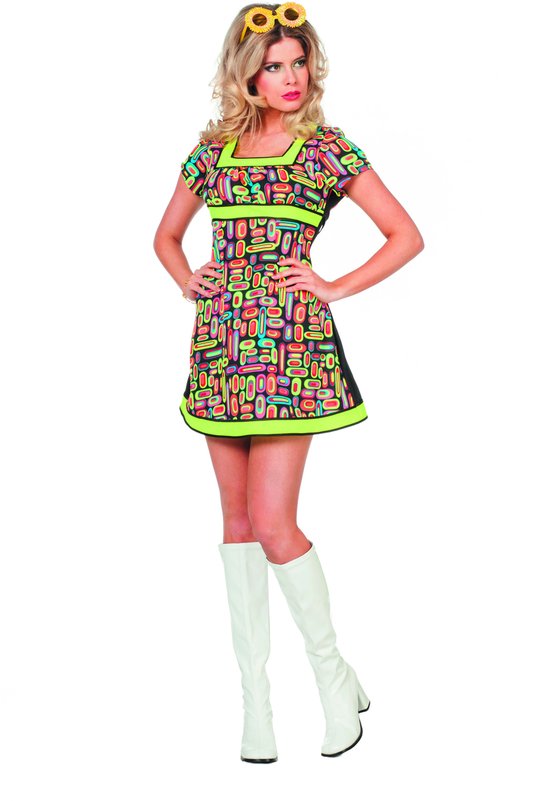 Robe pop art néon des années 60 pour femmes - 42