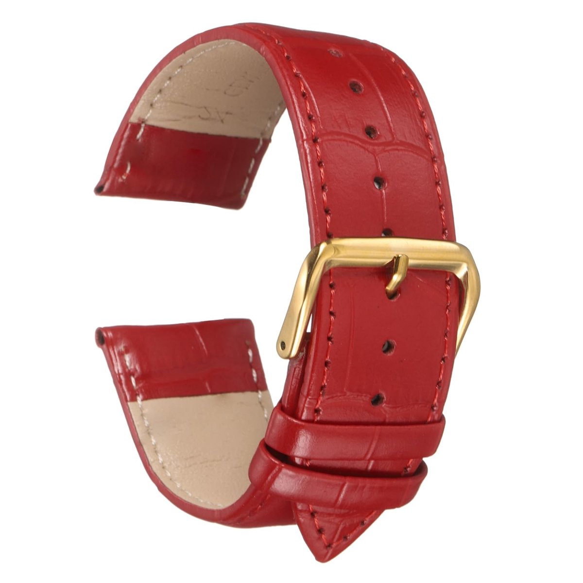 Cosensi - Leren Horlogeband - 24mm - Hoogwaardige Comfort - Rood Goud - Duurzaam en Stijlvol - Geschikt voor Mannen en Vrouwen - Embossed Patroon