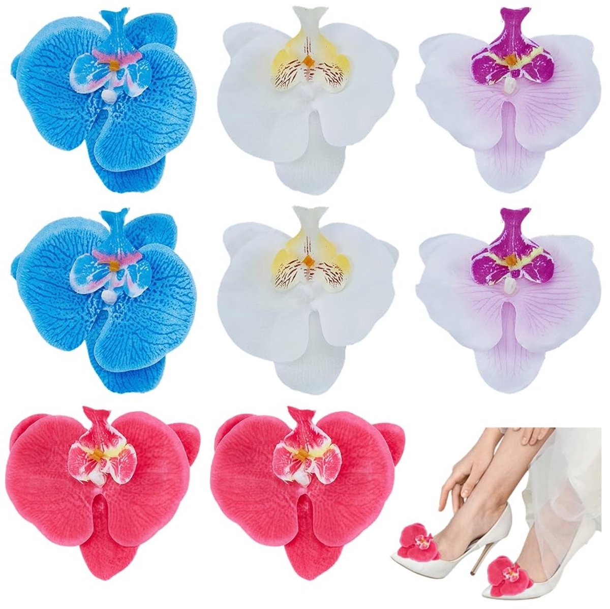 Cosensi - Butterfly Orchidee Schoenclips - Decoratieve Accessoires - 8 Stuks - Kunstbloemen - Stijlvol en Creatief - Geschikt voor Diverse Schoenen...