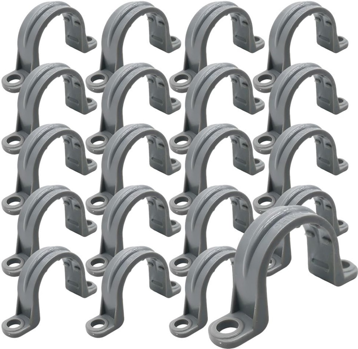 Cosensi - 20 Stuks 2 Gat Slangenklemmen - Duurzaam en Flexibel - Grijs - Voor Gas en Waterleidingen - 34mm Binnen Diameter - Voor Tube Bevestiging