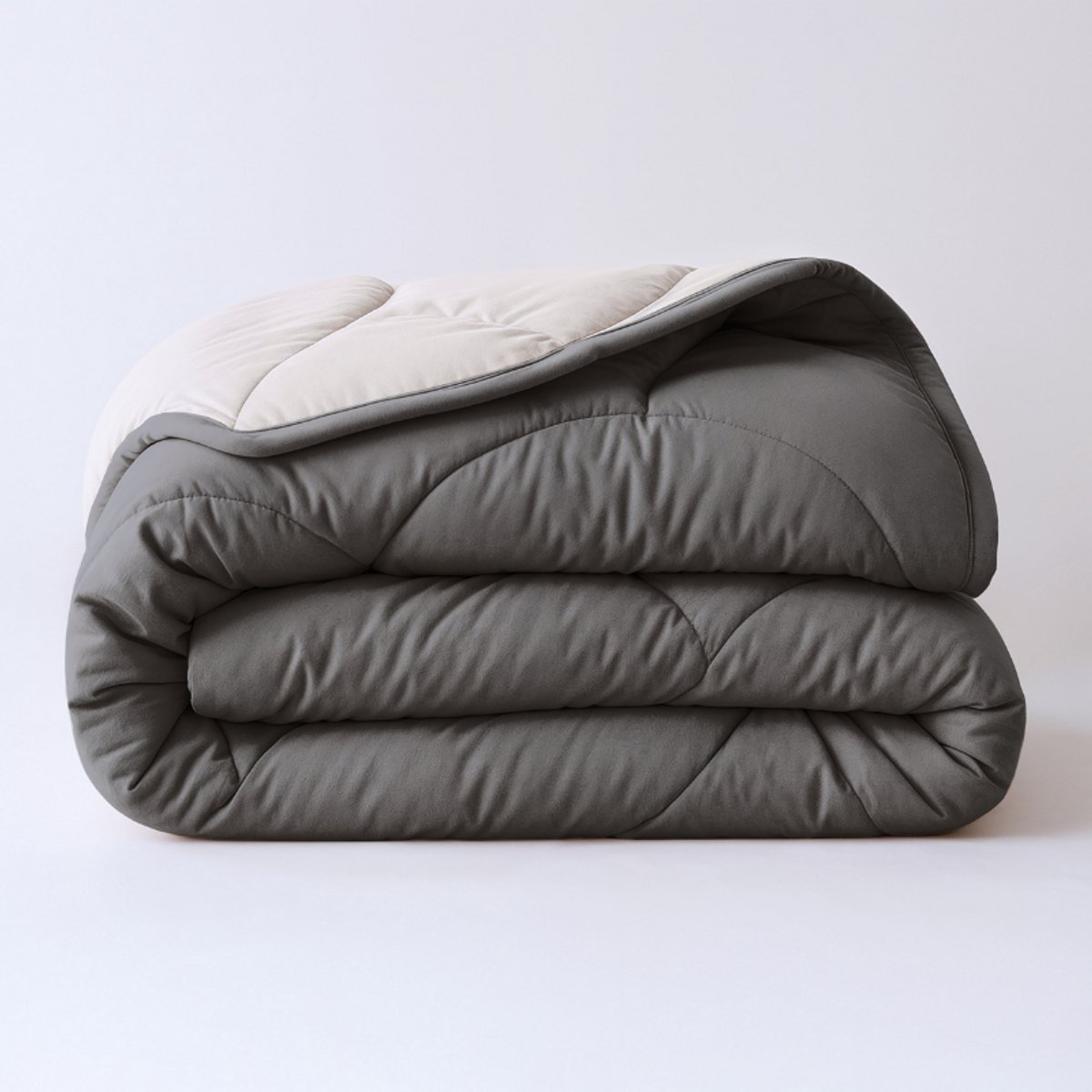 Dekbed-Discounter - Sleeptime Dekbed Zonder Overtrek 200 x 200 cm - Inclusief 2 kussenslopen - Wasbaar op 40 graden - Verkoelend dekbed - Antraciet/Off White