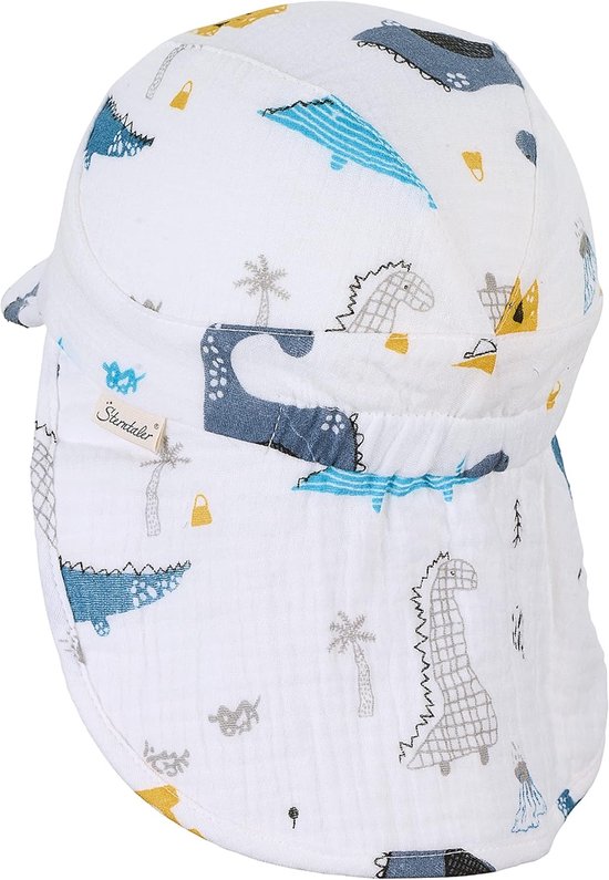 Baby Muts - Kinder Muts - Hoofd Warm Houden - Met Nekbescherming - One Size - Dino Print — afbeelding 4