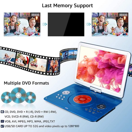Auto-dvd-speler - Draagbare dvd-speler - Portable DVD Player - koptelefoon — afbeelding 5