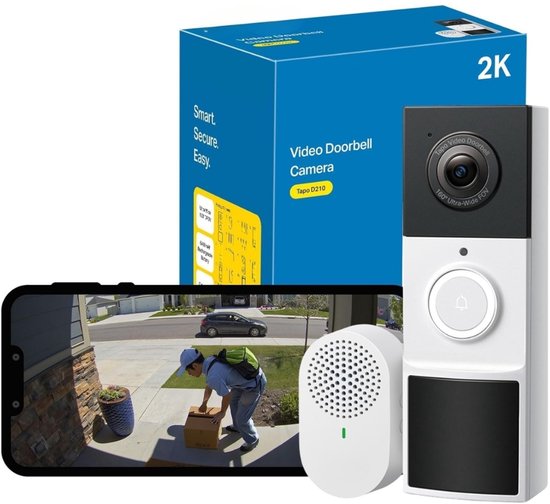 videodeurbel, batterij (videodeurbel), deurbel met camera, 2K 3MP, nachtzicht, tweewegsaudio, 6400mAh, niet-verwijderbare batterij, AI-herkenning, met beltoon, zonder abonnement van Merkloos — afbeelding 5