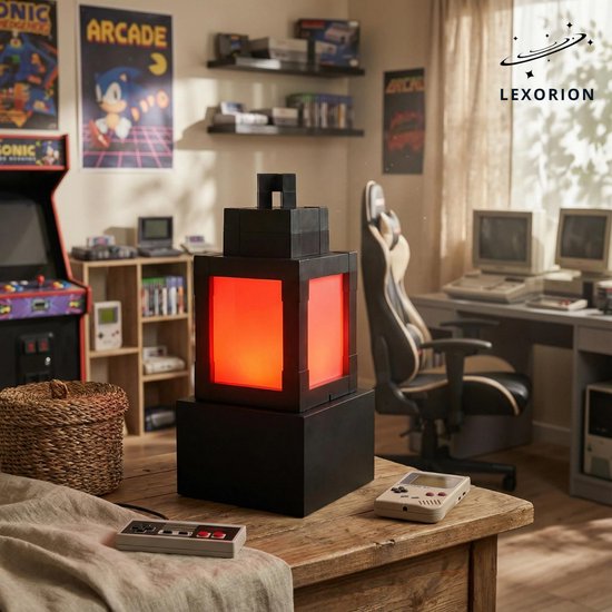 Lexorion Pixel Art Nachtlampje – Retro Lantaarn – 16 RGB Kleuren – Draagbaar LED Sfeerlampje – DIY Verlichting voor Slaapkamer & Bureau van lexorion — afbeelding 4