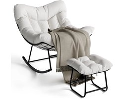 Lifero Schommelstoel met Voetenbank - Buiten, Binnen Schommelstoelen - Tuinstoel, Relaxstoel, Fauteuil - Ergonomische Lounge Stoel
